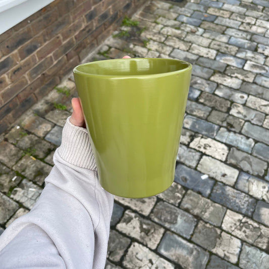 Tall Olive Green Pot (12cm)